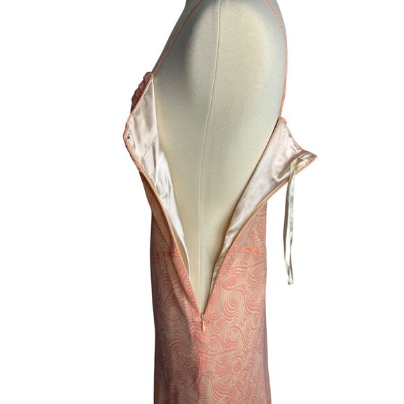 VTG Casual Corner Peach Swirl Dropped Waist Silk Midi Dress Whimsy Fairy Size 2‎ - Picture 5 of 9